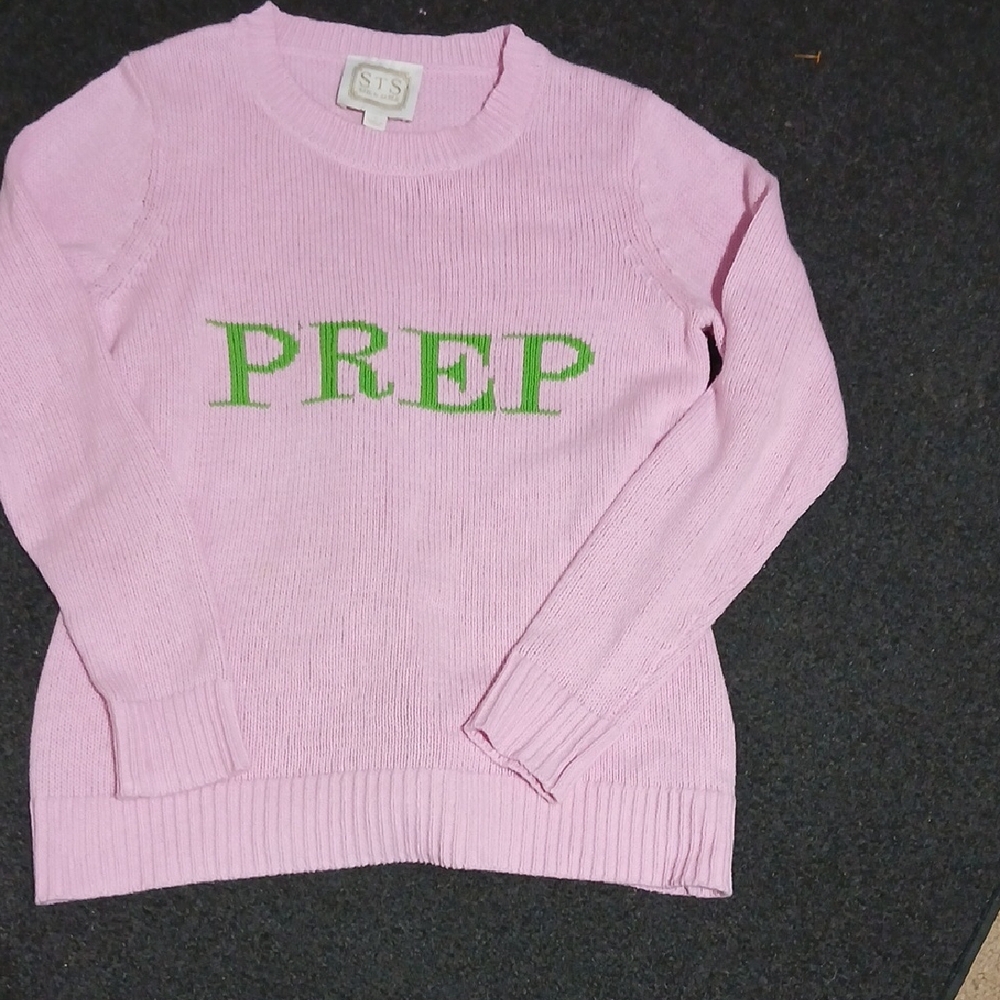 Y2k Rare Htf Sail to Sable Pink Sweater with Green PREP Design